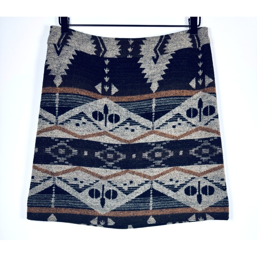 Dalia Collection Southwestern Print Skirt Size 8 Brown Black Cream Aztec Blanket